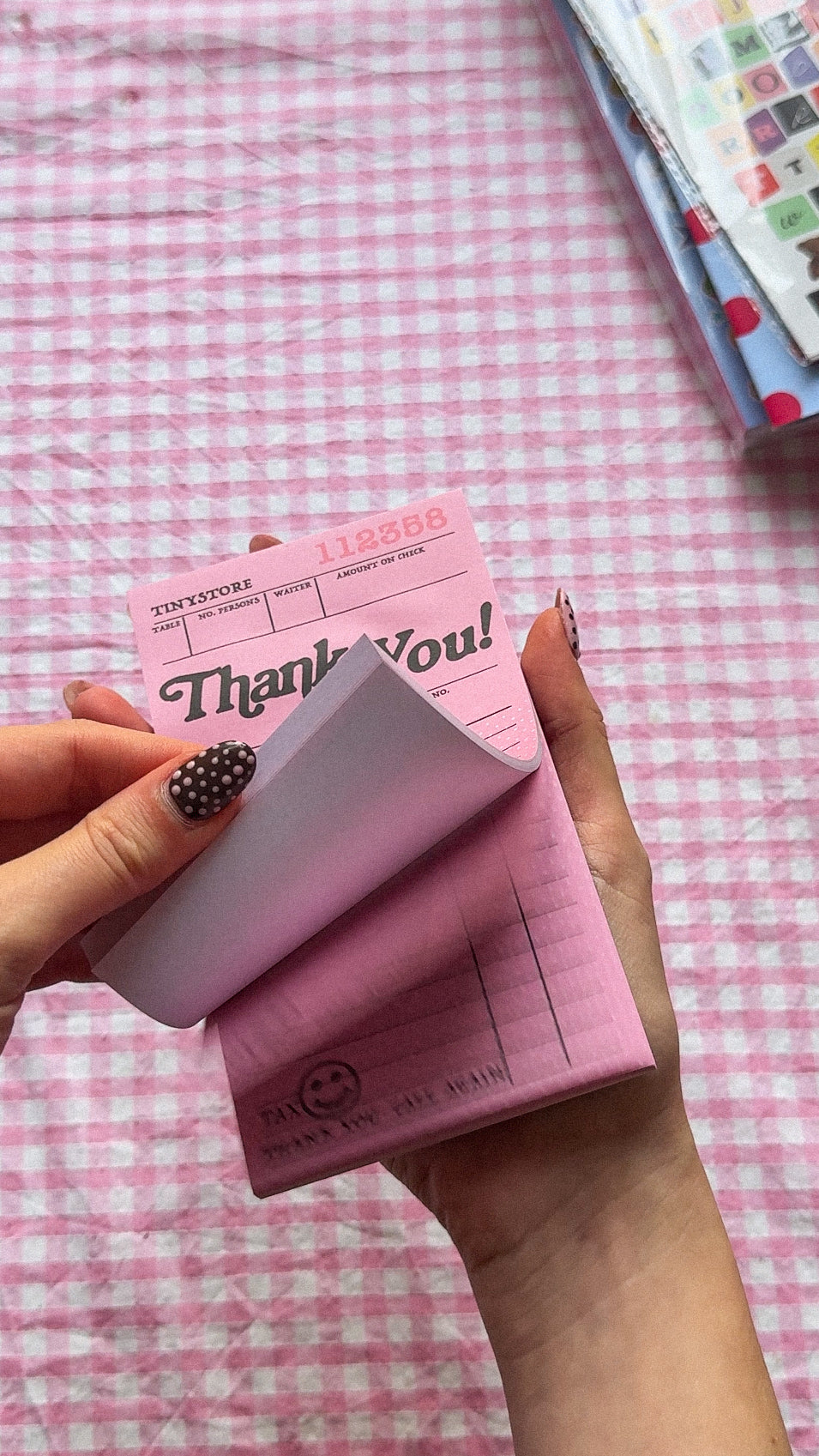 (New) TINY STORE Signature Pink 'Thank You' Notepad