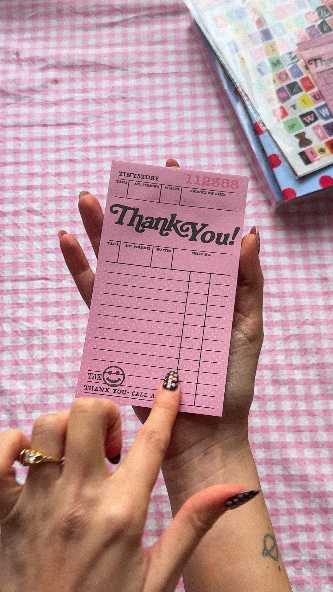 (New) TINY STORE Signature Pink 'Thank You' Notepad