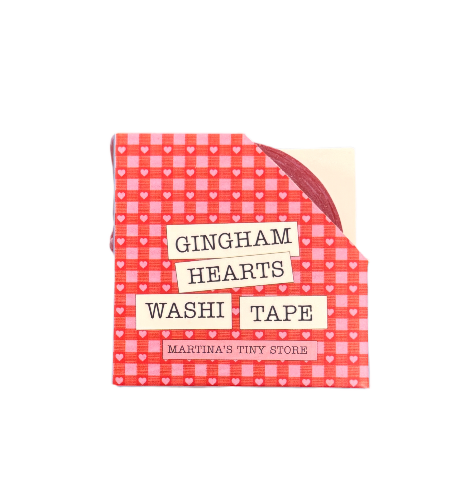 Red Gingham Hearts Washi Tape