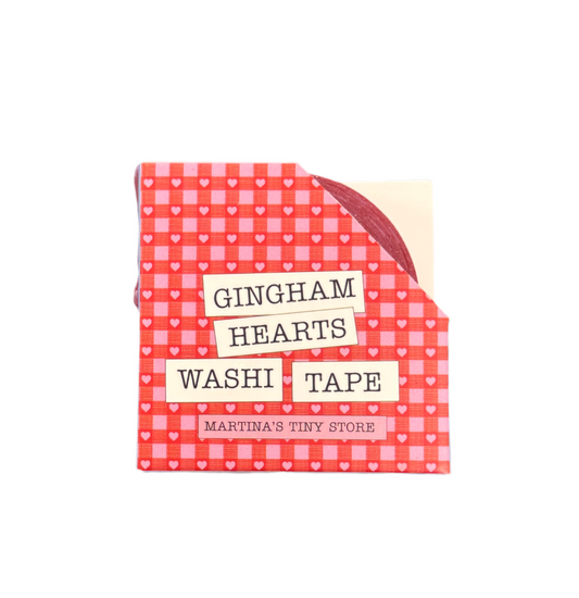 Red Gingham Hearts Washi Tape
