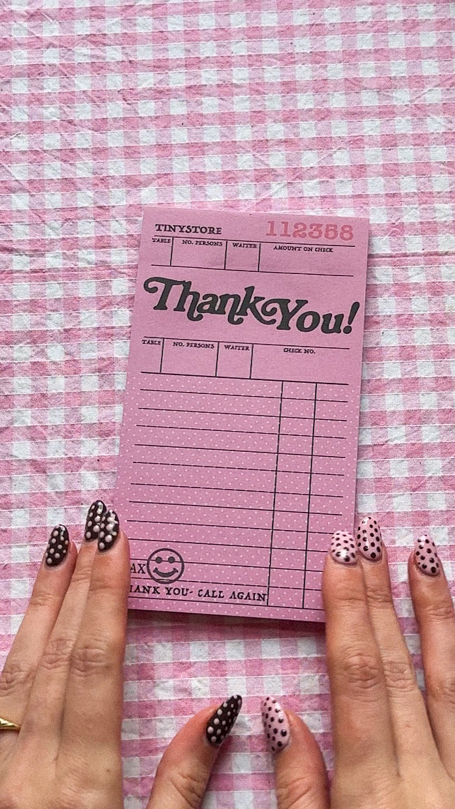 (New) TINY STORE Signature Pink 'Thank You' Notepad